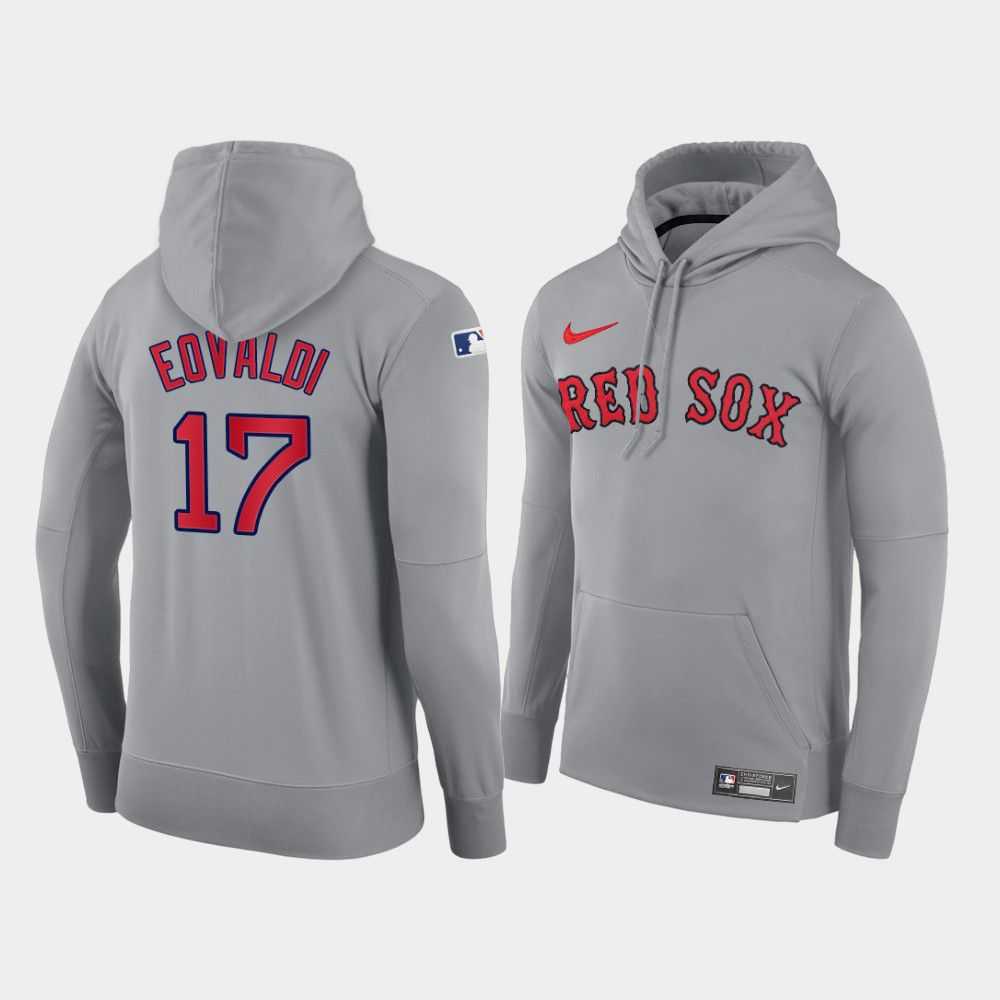 Men Boston Red Sox 17 Eovaldi gray road hoodie 2021 MLB Nike Jerseys